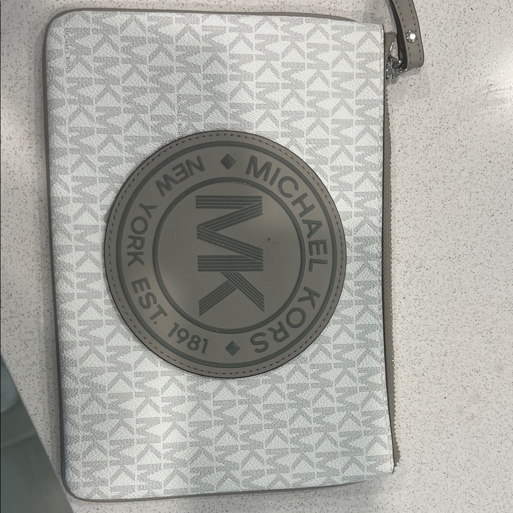 Michael Kors White and Gray envelope Bag very small pen mark
